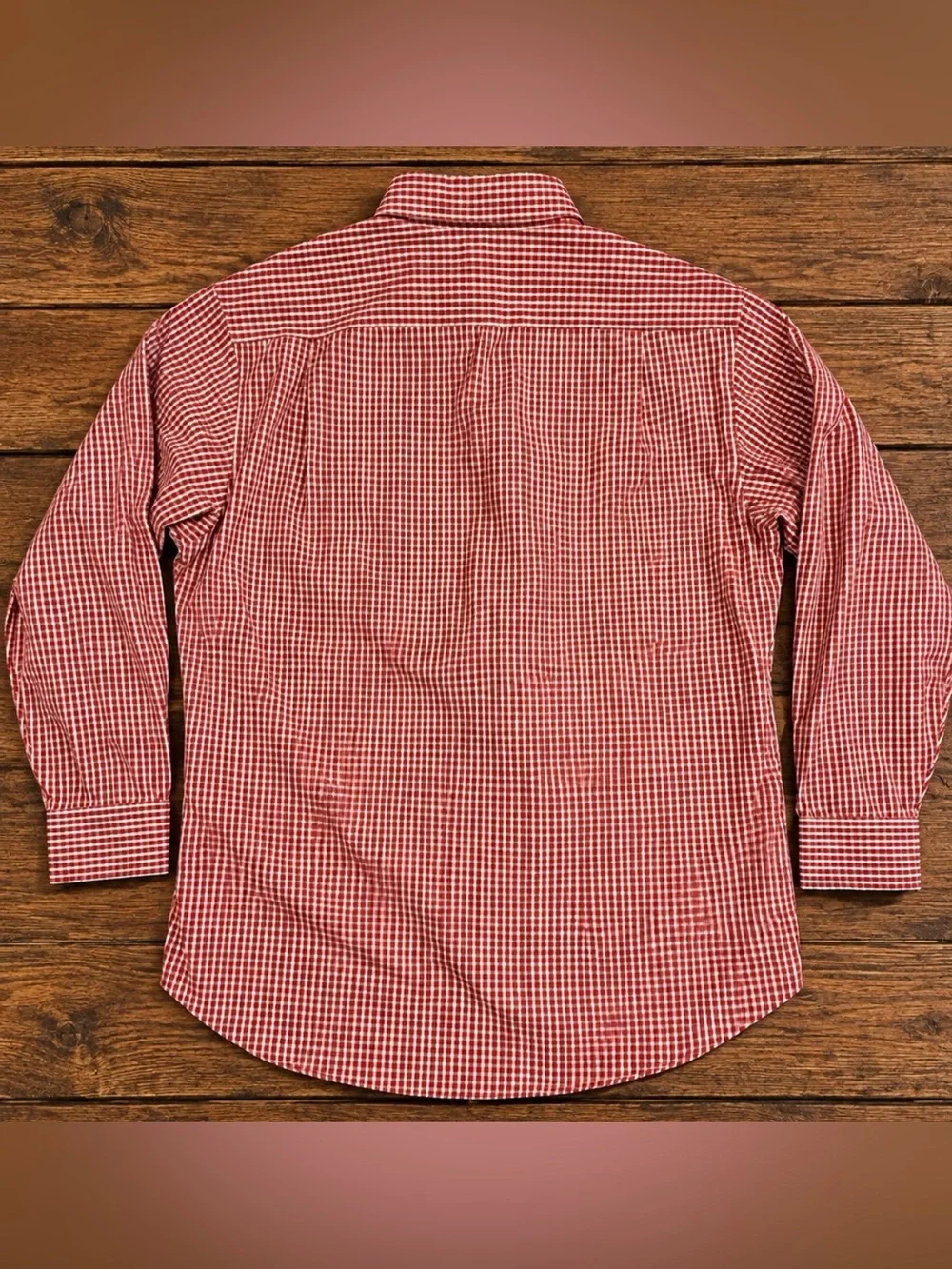IZOD Men’s XL Button Down Shirt Red White Gingham Plaid Long Sleeve Cotton Blend